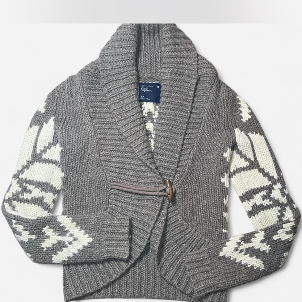 American Eagle Outfitters Gray and Cream Cardigan